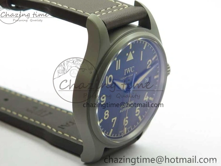 MIROTIME 0323 Mark XVIII IW327006 Titanium V7F 1:1 Best Edition Black Dial on Brown Leather Strap A Attractive 7080